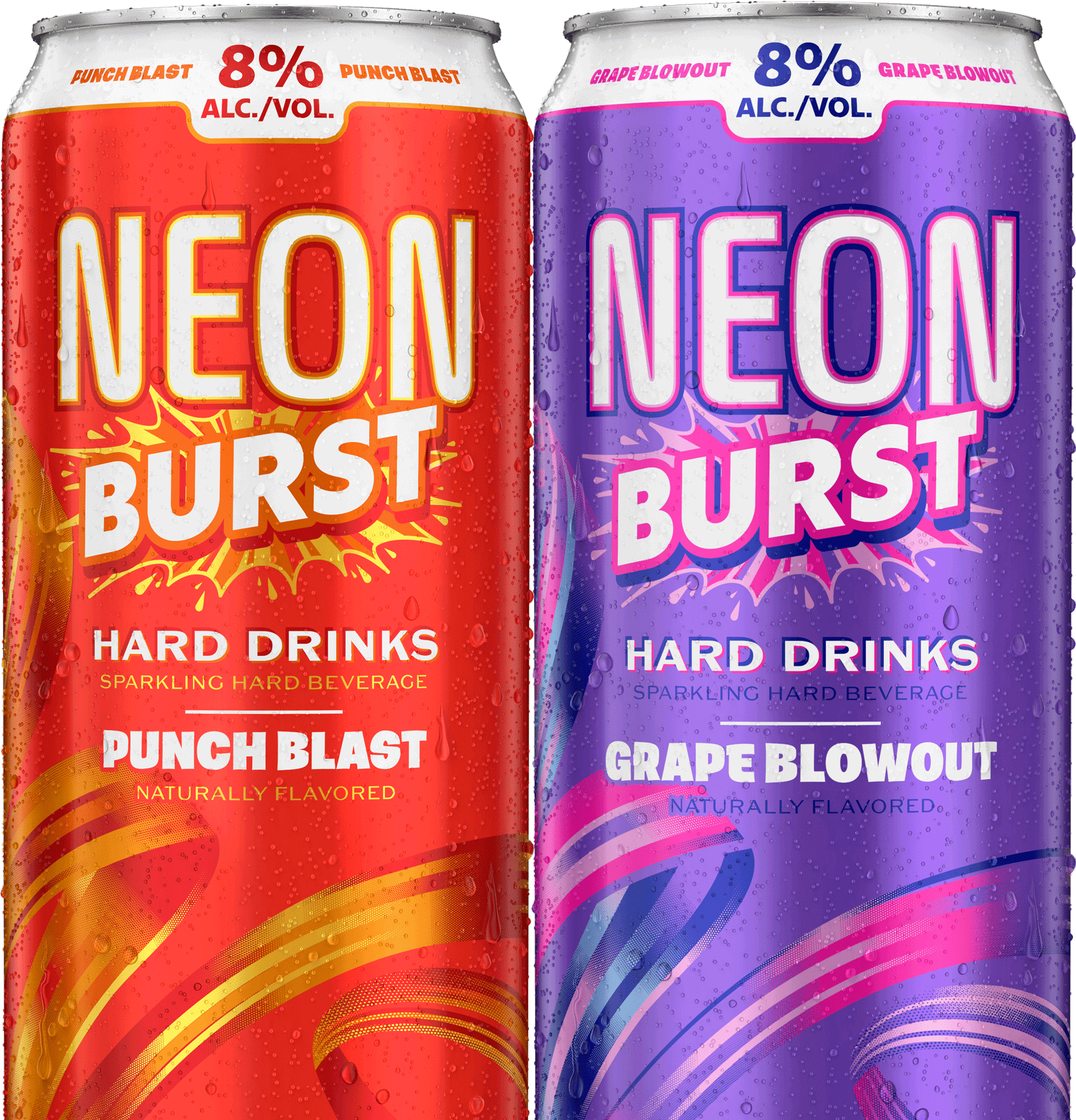 NEON BURST can duo, Punch blast and grape blowout hard drinks